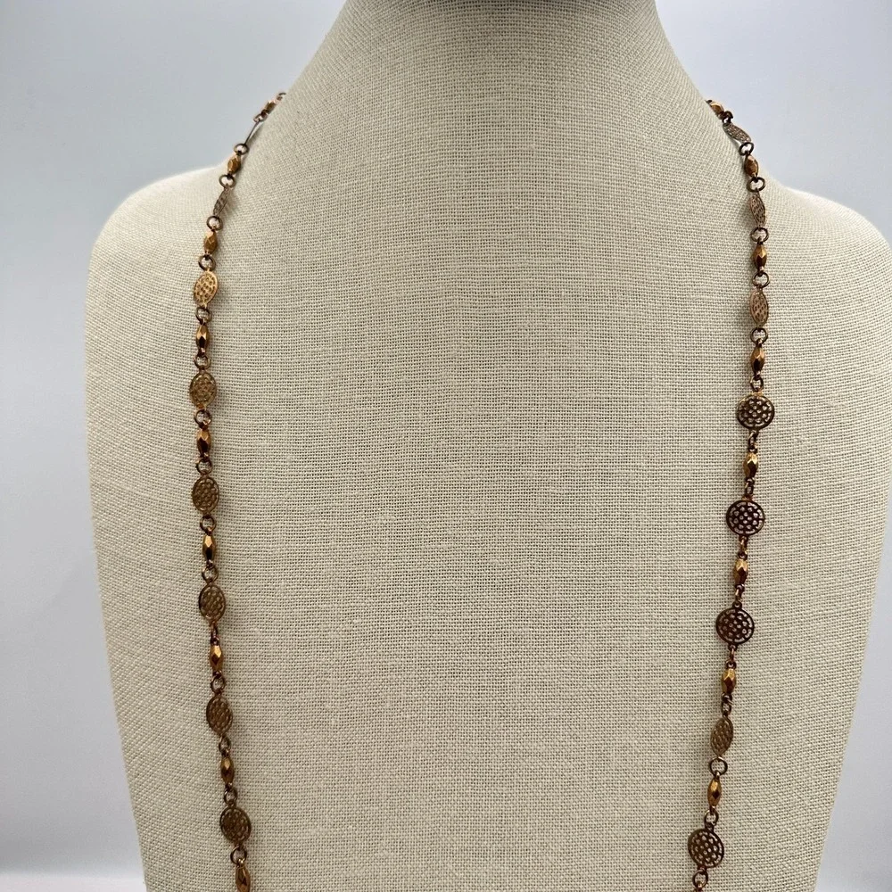 Vintage Y2K Filigree Disc Station Link Chain Necklace Women's Classic Jewelry